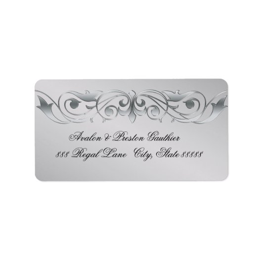 Großherzogin Silver Metal Scroll Address Labels Adressaufkleber (Vorne)