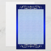Großherzogin Silver Scroll Lined Blue Stationery Briefpapier (Vorne/Hinten)