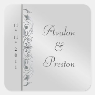 Großherzogin Silver Scroll Save the Date Aufkleber