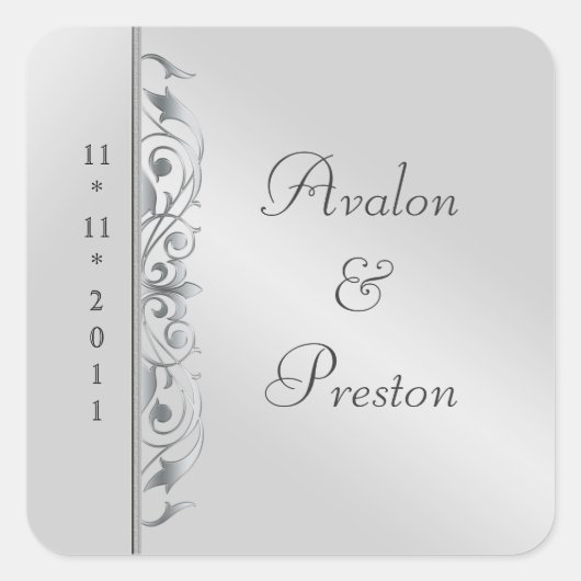 Großherzogin Silver Scroll Save the Date Aufkleber (Vorderseite)