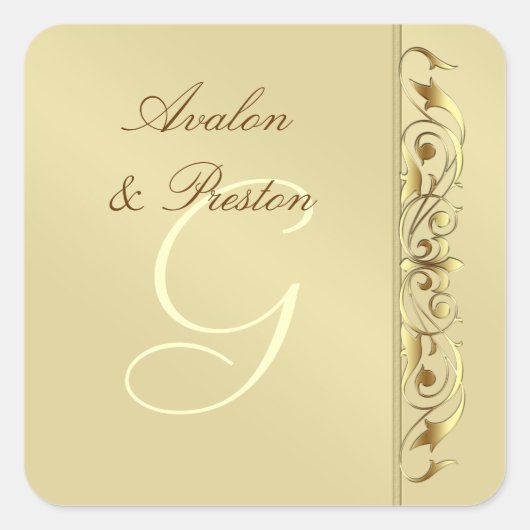 Großherzogtum Imitate Goldscroll Monogram Sticker (Vorderseite)