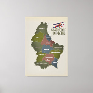 Großherzogtum Luxemburg-Landkarte Leinwanddruck