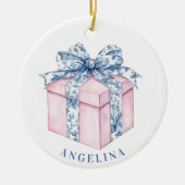 Großjahrtausendrosa und blaue Damaskus präsent Keramik Ornament (Vorne)