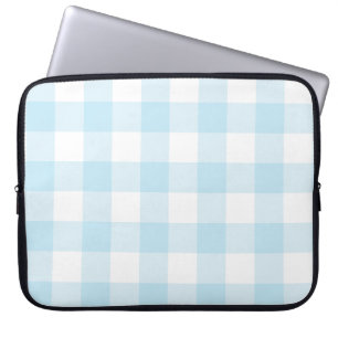 Großkariertes Pastellblau und Weiß Laptopschutzhülle