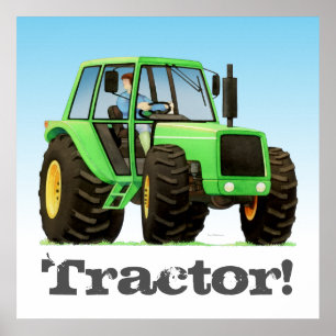 Großkids Custom Green Farm Traktor Poster