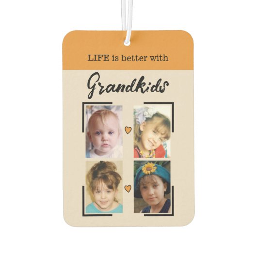 Großkinder 4 Foto Blumenherzen Orange Autolufterfrischer (Rückseite)