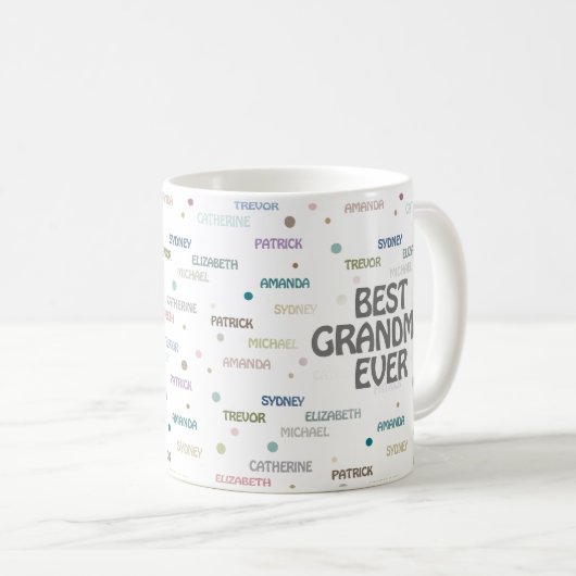 Großkinder 5-7 Namen Kaffeetasse (VorderseiteRechts)