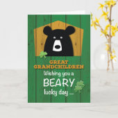 Großkinder Bären+Kleeblatt auf St. Patrick's Karte (Gelbe Blume)