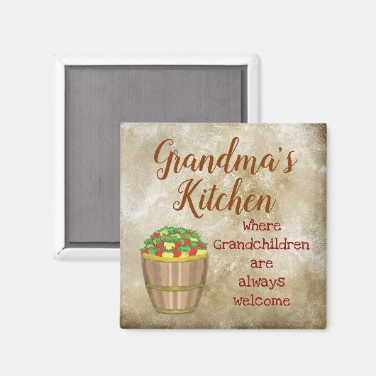 Großkinder in der Küche Willkommen Äpfel Magnet (Vorderseite/Rückseite)