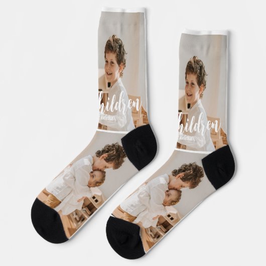 Großkinder individuelle FotoCollage Socken (Linkes Detail)