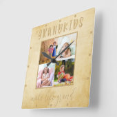 Großkinder machen das Leben Grand 4 Foto Rustikal  Quadratische Wanduhr (Winkel)