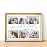 Großkinder machen das Leben großartig | FotoCollag Poster<br><div class="desc">Mit diesem schönen Collage-Foto kreieren Sie ein Geschenk für eine geliebte Oma oder Opa. "Großkinder machen das Leben groß" erscheint in der Mitte in der Schrift "blau-grün und grau kalligraphisch". Lassen Sie sich von sechs Fotos Ihrer Enkelkinder für ein einzigartiges Geschenk für Großeltern Tag,  Urlaub oder Geburtstage verwöhnen.</div>