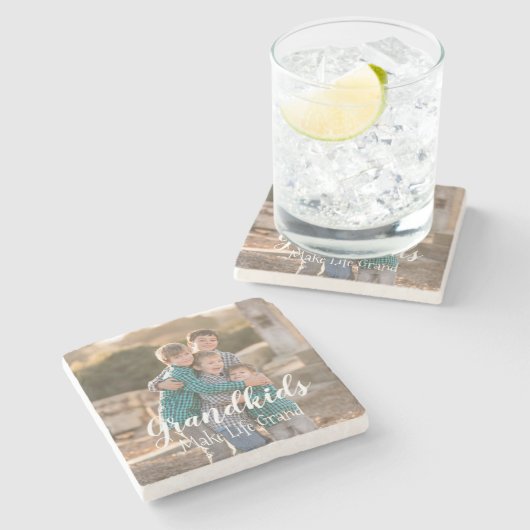 Großkinder machen das Leben großartig Steinuntersetzer (Seitenansicht)