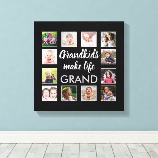 Großkinder machen lebensgroßes Zitat 12 FotoCollag Leinwanddruck (Insitu (Holzboden))