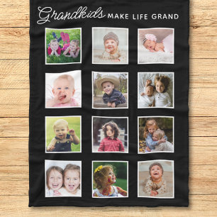 Großkinder machen Life Grand 12 Foto Collage Black Fleecedecke