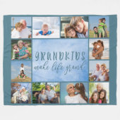 Großkinder machen Life Grand 12 Foto Collage Blue Fleecedecke (Vorderseite (Horizontal))