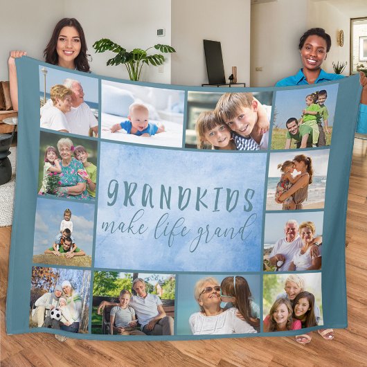 Großkinder machen Life Grand 12 Foto Collage Blue Fleecedecke