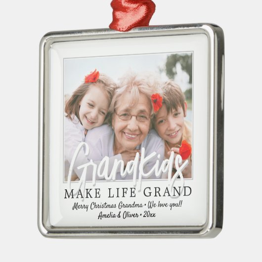 Großkinder machen Life Grand 1 Foto Großeltern Ornament Aus Metall (Links)