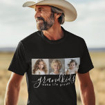 Großkinder machen Life Grand 3 Foto Collage<br><div class="desc">Dieses personalisierte Shirt-Design ist ein durchdachtes Geschenk für Großeltern und verfügt über eine 3-Foto-Vorlage, mit der sich Fotos der Enkel personalisieren lassen. Eine Kombination moderner handgeschriebener Schrift kombiniert mit einem modernen serifenlosen Sans-Schriftart schreibt: "Enkel machen das Leben großartig!" Mit diesem durchdachten, personalisierten Hemd, das den Großelterntag, den Geburtstag, den Urlaub...</div>