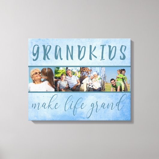 Großkinder machen Life Grand 4 Foto Collage Blue Leinwanddruck (Vorderseite)