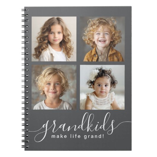 Großkinder machen Life Grand 4 Foto Collage grau Notizblock (Vorderseite)