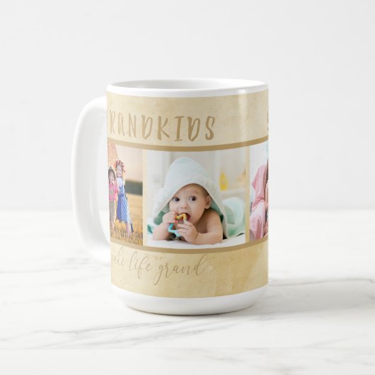 Großkinder machen Life Grand Fotos für Großeltern Kaffeetasse (Vorderseite Links)