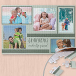 Großkinder machen Life Grand Green 5 Foto Collage Puzzle<br><div class="desc">Erstellen Sie Ihr eigenes Foto-Puzzle mit 5 Ihrer Lieblingsfotos. Das hübsche Enkel-Zitat wird von Hand geschrieben und lautet "Enkel machen das Leben groß", was es zu einem wunderbaren Geschenk für Enkel, Nana, Großeltern oder Großeltern macht. Die Fotovorlage ist für Sie bereit, um Ihre Bilder im Uhrzeigersinn von oben links hinzuzufügen....</div>
