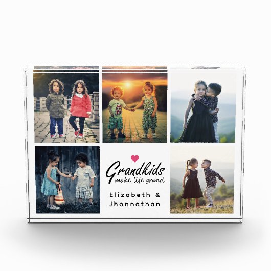 Großkinder machen Life Grand Pink Herzfoto Collage Fotoblock (Vorderseite)