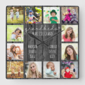 Großkinder machen Life Grand Quote 12 Foto Graues  Quadratische Wanduhr (Vorderseite)