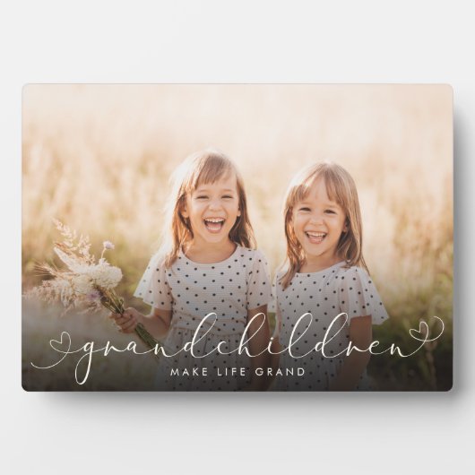 Großkinder Modernes Herz Script Foto Liebe Fotoplatte (Vorderseite)