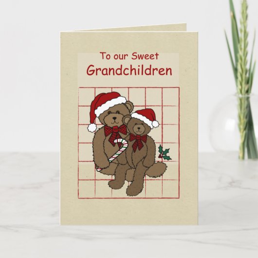 Großkinder Teddy Bears wünschen glückliche Ferien Karte (Vorderseite)