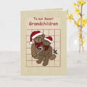 Großkinder Teddy Bears wünschen glückliche Ferien Karte (Gelbe Blume)