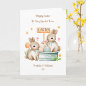 Großkinder Twin Boys Ostersonnige Rabbit-Karte Karte (Gelbe Blume)