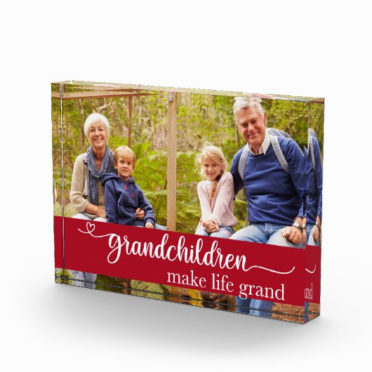 Großkinder Typografie Red Keepake Foto Block (Rechts)