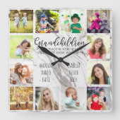 Großkinder Zitat 12 Foto Graumarmor kundenspezifis Quadratische Wanduhr (Vorderseite)