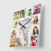 Großkinder Zitat 12 Foto Graumarmor kundenspezifis Quadratische Wanduhr (Winkel)