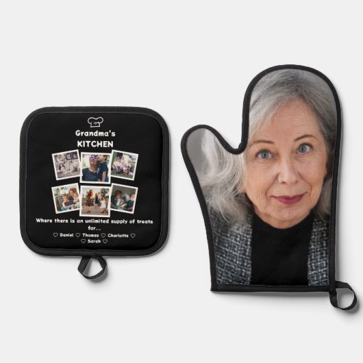 Großküche mit Familienkollektion und Foto Ofenhandschuh & Topflappen-Set (Vorderseite)