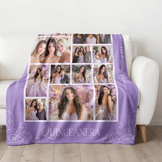 Großlavender 14 Foto Keepake Quinceañera Fleecedecke