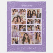 Großlavender 14 Foto Keepake Quinceañera Fleecedecke (Vorderseite)