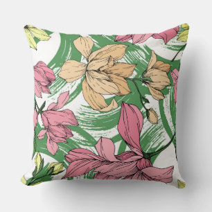 Großmalerei mit Grün als Hintergrund Magnolie Kissen