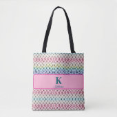 Großmaschige Pastell-Strickmonogramm-Personalisier Tasche (Vorderseite)