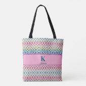 Großmaschige Pastell-Strickmonogramm-Personalisier Tasche (Rückseite)
