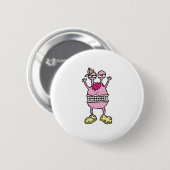 großmäuliger lustiger Monster Button (Vorne & Hinten)