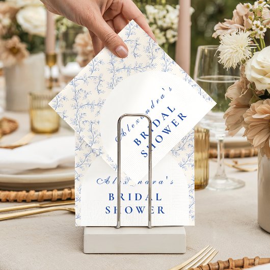 Großmillennial Blaue Blumen-Brautparty Serviette