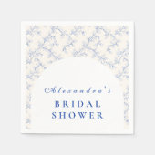 Großmillennial Blaue Blumen-Brautparty Serviette (Vorderseite)