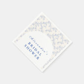 Großmillennial Blaue Blumen-Brautparty Serviette (Ecke)