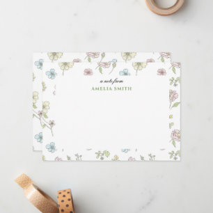 Großmillennial Pastell-Blumenmuster Mitteilungskarte