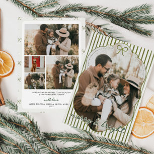 Großmillennial Vintage-Streifen-Foto-Weihnachten Feiertagskarte