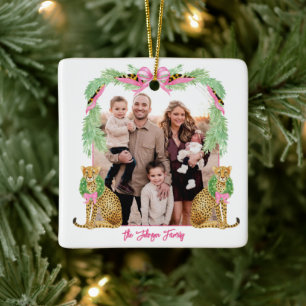 Großmillennial-Weihnachts-Leoparden-Foto Keramikornament