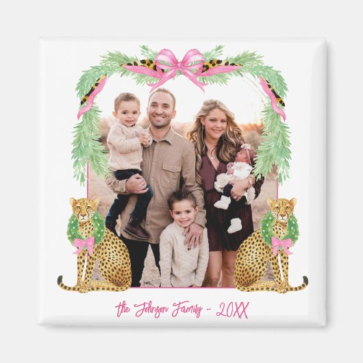 Großmillennial-Weihnachts-Leoparden-Foto Magnet (Vorne)